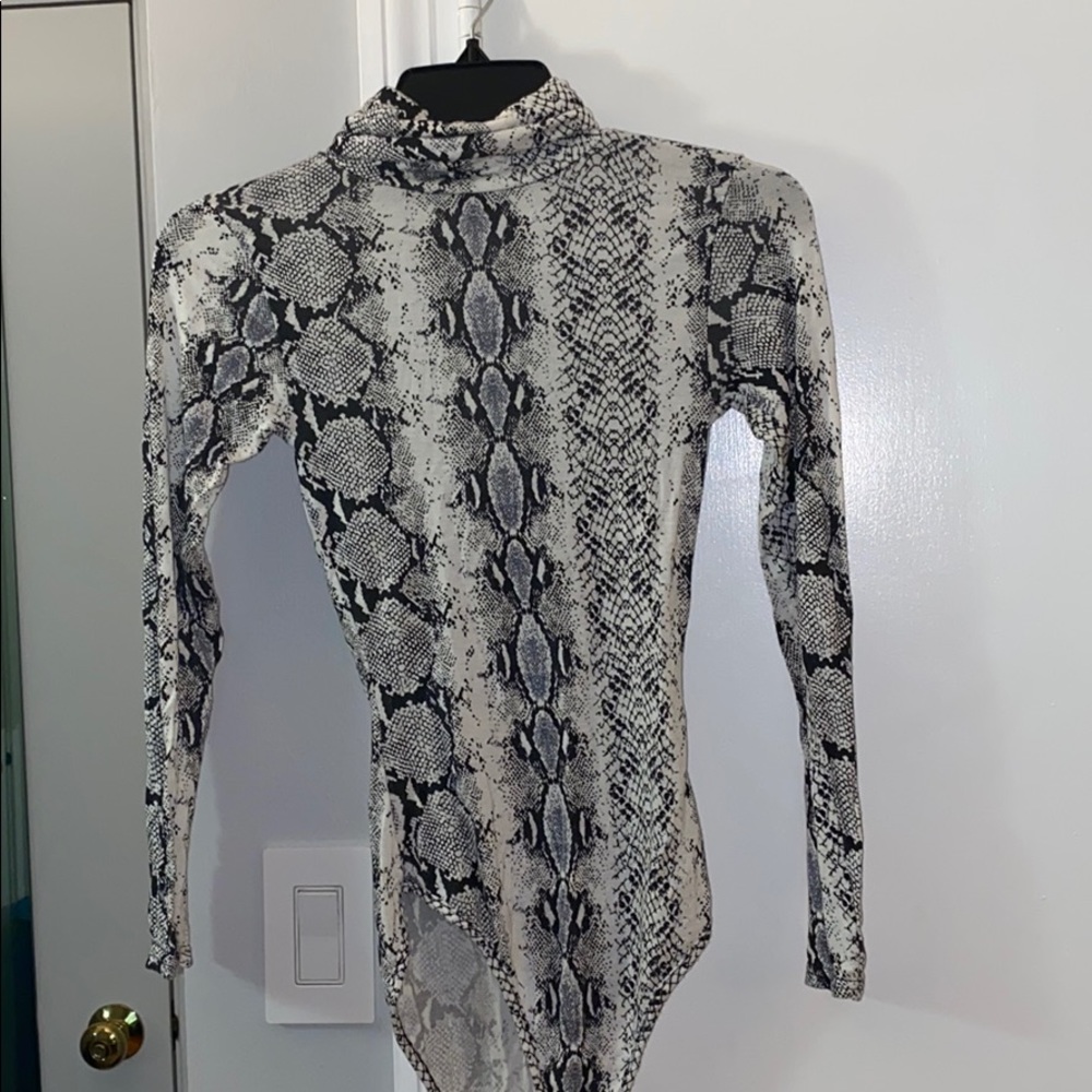 Snakeskin turtle neck bodysuit